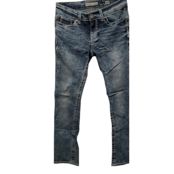 BKE Men's 29R Straight Leg Jeans Blue, Medium Wash, Distressed Denim - Picture 1 of 3